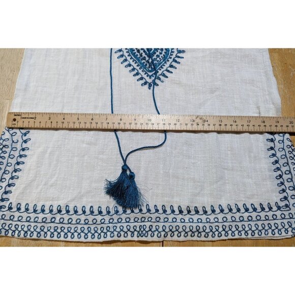 Solitaire by Ravi Khosla sleeveless blue white Summer bohemian embroidered Tunic - Picture 13 of 15